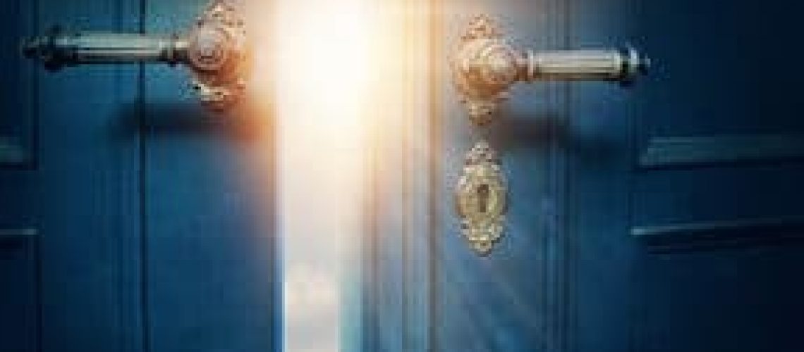 Open blue door